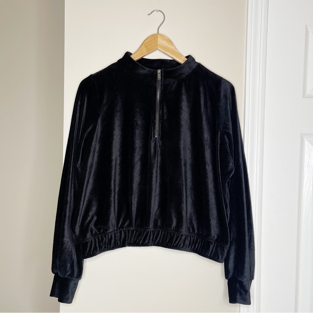 Fashion Nova Cropped Half Zip Ribbed Pullover